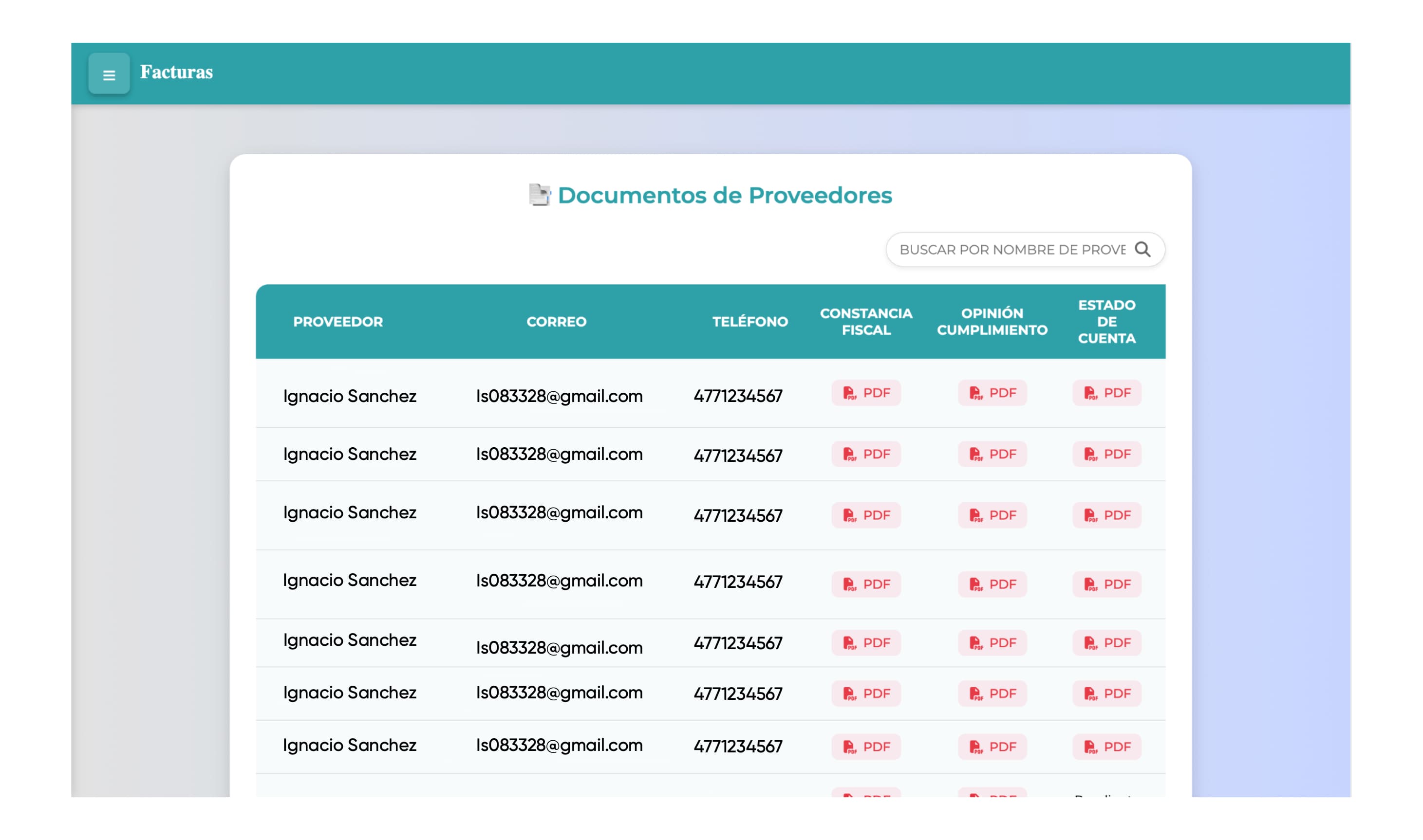 Screenshot 3 of Portal de Proveedores y Facturas